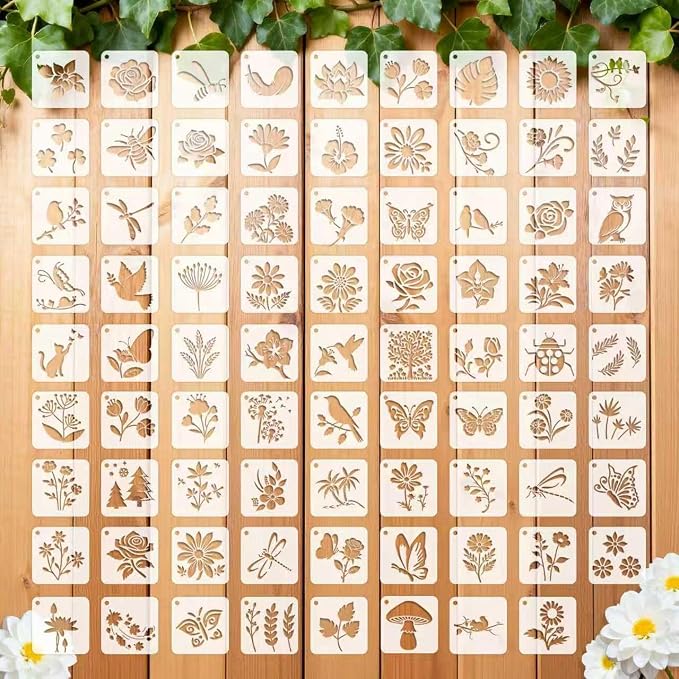 5 Inch Botanical Stencils for Painting by Vomulato