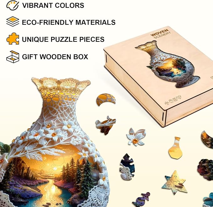 Scenery in Ceramic Vases Puzzles Adults Gifts Wooden 125 Pieces 12.6 * 6.7in - Image 2