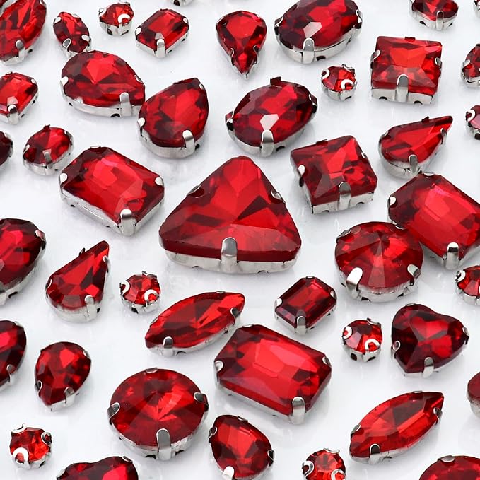 Dowarm Sew on Rhinestones 104 PCS Mixed Shapes Glass Sew on Crystals by Dowarm