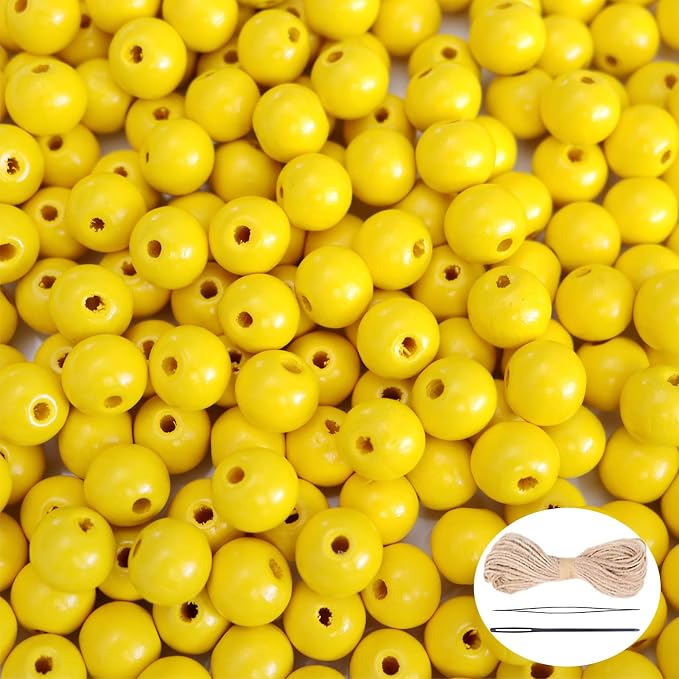 400Pcs Yellow Natural Wooden Beads by SMANTA