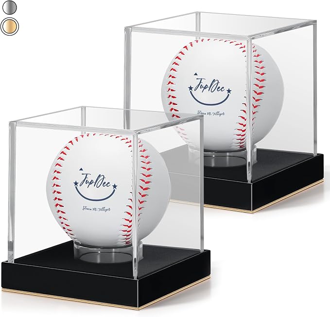 JupDec Baseball Display Case for Single Autograph Ball, UV Protected Stand Box by JupDec