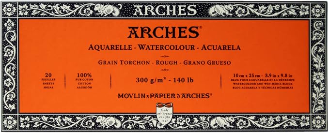 Arches Watercolor Paper Block, 3.9" x 9.8", 140 pound by ARCHES