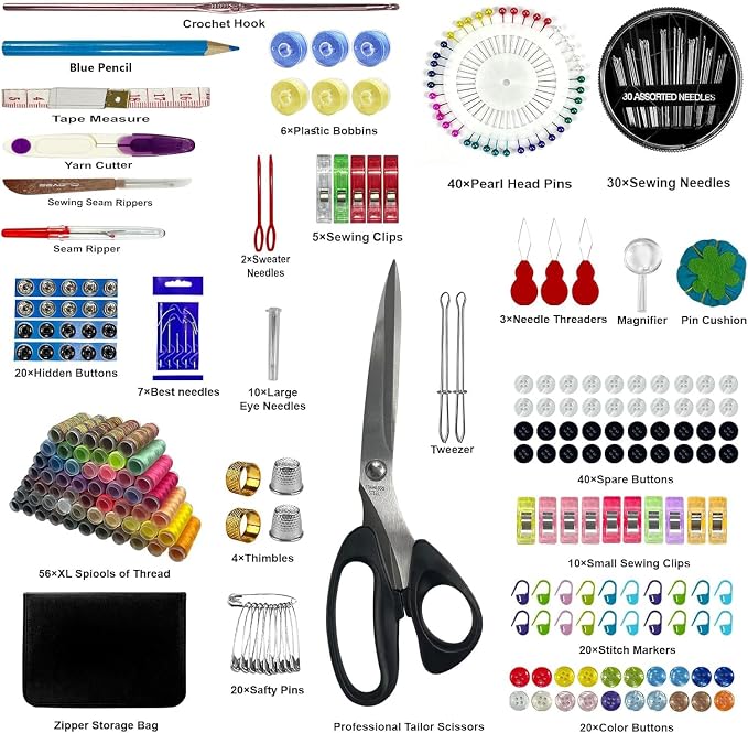305Pcs Sewing Kit for Adults, 56Color Thread Spools, Portable Needle and Thread - Image 2