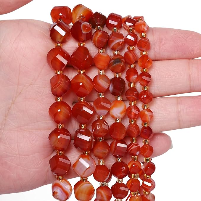 42pcs Natural Red Striped Agate Stone Beads - Image 4