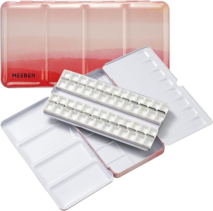 MEEDEN Empty Watercolor Tin Palette: Portable Watercolor Palette Paint Case by MEEDEN