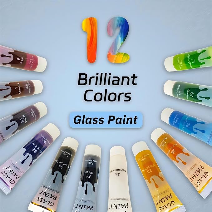 Premium Glass Paints for Glass Painting Stained Ceramic Paints Set Non Toxic - Image 2