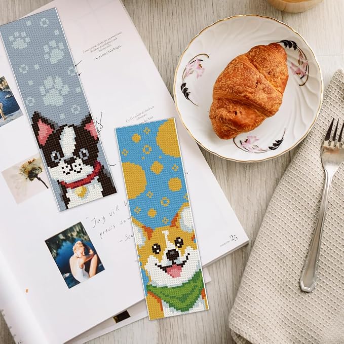 INFUNLY 6PCS Dogs Cats Cross Stitch Bookmark Kit - Image 7
