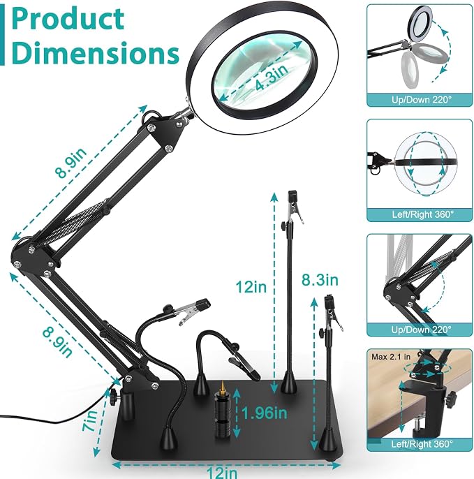 Helping Hands Soldering Station, 12X Magnifying Glass - Image 4