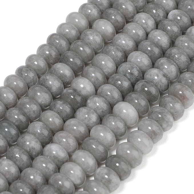 Songxi 5x8mm Natural Green Jadeite Stone Rondelle Beads, Gemstone - Image 3