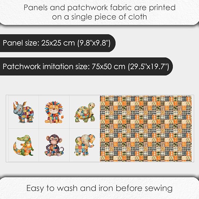 Cotton Fabric Panel – Single Continuous Patchwork Animal Panel - Image 2