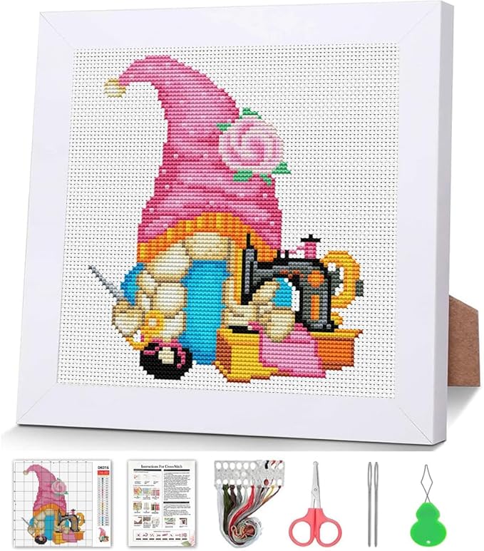 VIGEGU Gnome Cross Stitch Kits for Adults, Sewing Machine Stamped Cross Stitch by VIGEGU