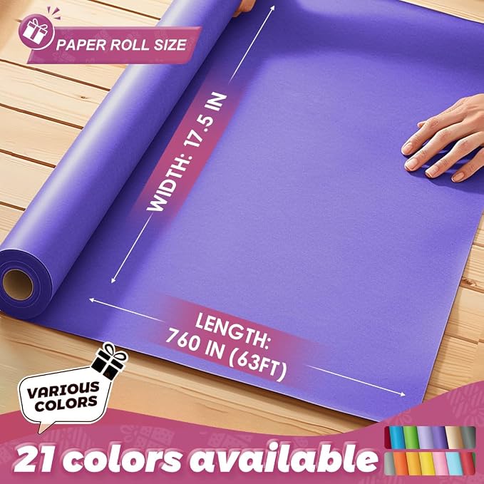 PerkHomy Purple Kraft Paper Roll 17.5" x 760" - Image 2