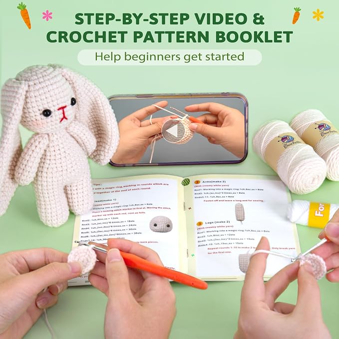 Crochetta Crochet Kit for Beginners, Crochet Starter Kit w Step-by-Step Video - Image 3
