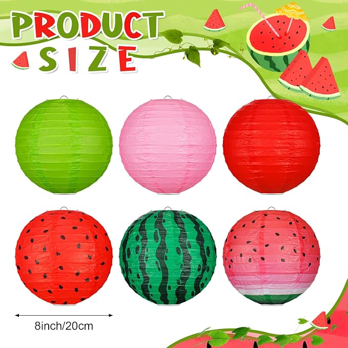 Panelee 12 Pcs Watermelon Summer Party Decorations 8 Inch Watermelon Hanging - Image 2