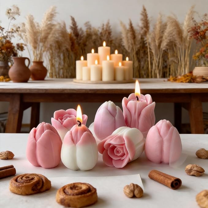 3 PCS Tulip Flower Silicone Molds 3D Floral Candle Mold - Image 3