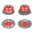 Wire Wheel Brush for 4 1/2 Angle Grinder, 5/8"-11 Thread Arbor,4 & 3 Inch Twist Knotted Coarse Crimped Wire Brushes (Wire Wheel Set)