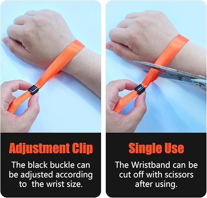 100 Pcs Cloth Wristbands, Disposable for Events, Colored Lightweight Concert Club Entrance Wrist Strap Party (Orange)