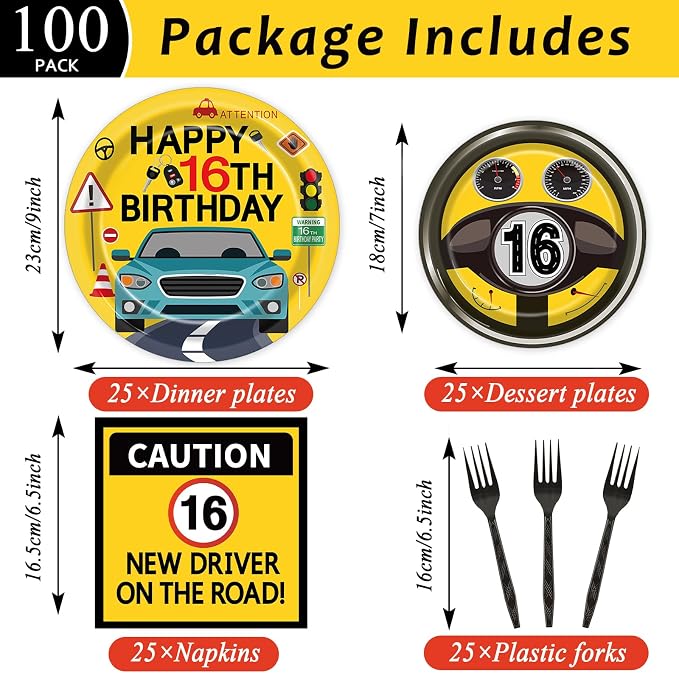 100 Pcs Drivers License 16th Birthday Party Decorations New Driver Car Plates - Image 2
