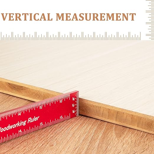 Woodworking Ruler Precision Pocket Rule: 12, 8, 6 Inch Metal Marking Ruler with 45° & 30° Slide Stop, Metric Inch Measuring Wood Working Scribing Measure Tools, Woodwork Adjustable Sliding Ruler