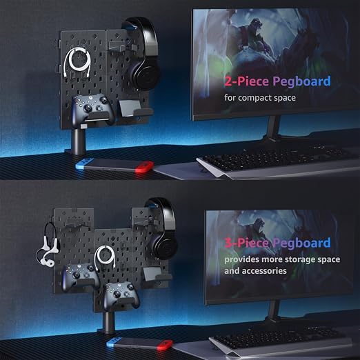 PEGZONE Headphone and Controller Holder, Rotating Gaming Accessories Organizer - Image 5