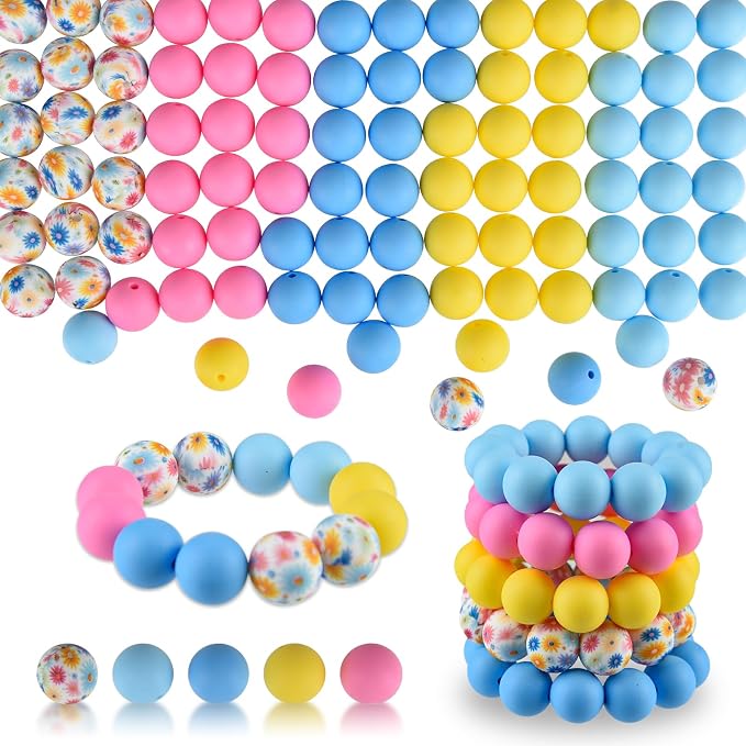 ASTARON 100 Pcs 15mm Silicone Beads by ASTARON