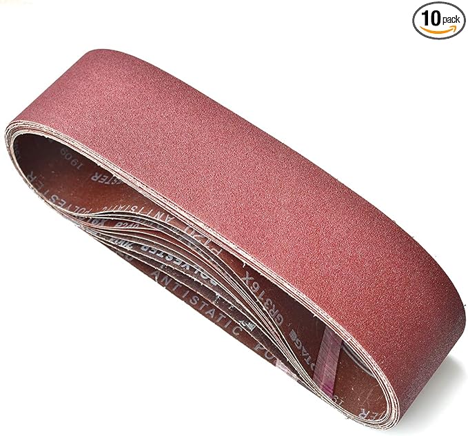 4 x 36-Inch Aluminum Oxide Sanding Belts, 40/80/120/240/400 Assorted Grits Abrasive Belts for Belt Sander, 10-Pack