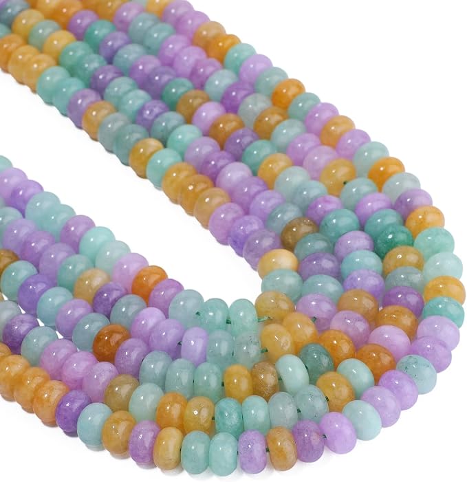 Songxi 5x8mm Natural Tang Sancai Jade Stone Rondelle Beads, Gemstone - Image 7