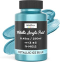 Nicpro Metallic Ice Blue Acrylic Paint, 8.45oz/250ml Large Craft Paints | by Nicpro