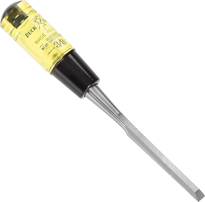 Buck Brothers 120102BC 3/8" Wood Chisel Made in USA, For Paring and Finishing Cuts in Carpentry and Woodworking, Tempered Tool Steel Blade, Mallet-Safe Handle