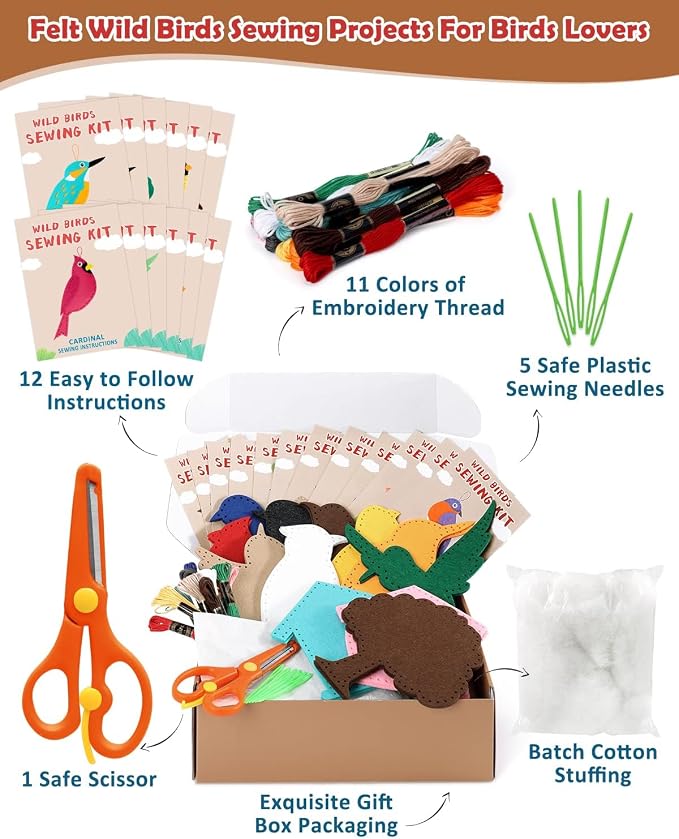 CiyvoLyeen Wild Birds Sewing Craft Kit Animal Sewing Kit - Image 3