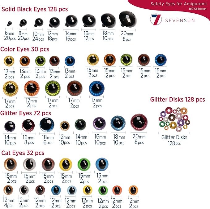 SEVENSUN 636 PCS Safety Eyes for Crocheting, Crochet Safety Eyes and Noses for - Image 2