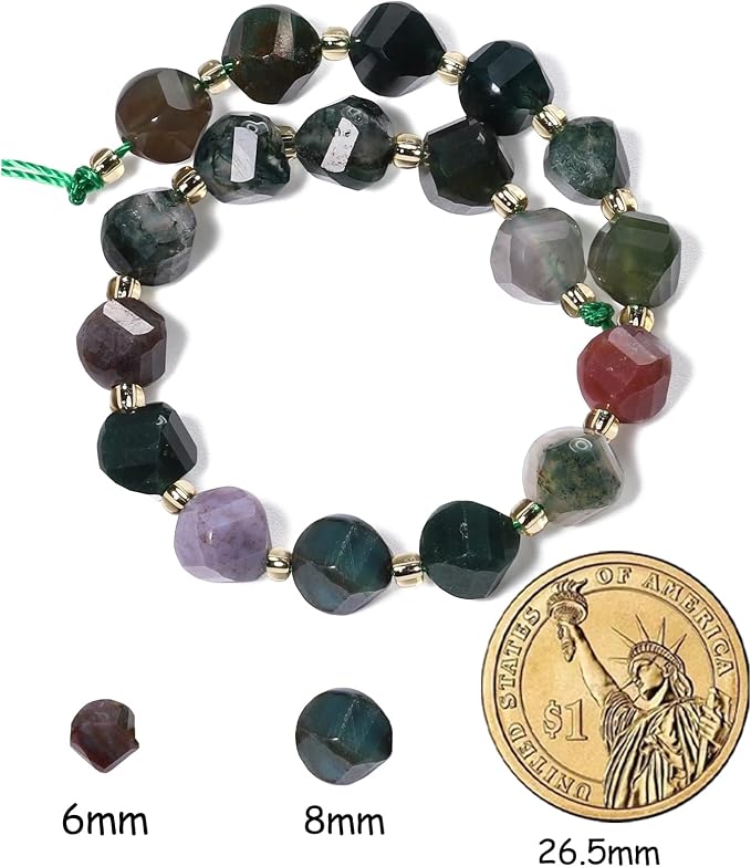 34pcs Natural Indian Agate Stone Beads - Image 2