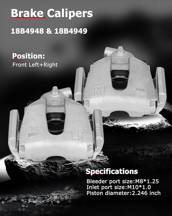 cciyu Front Left & Right Brake Calipers Assembly w/Bracket 18B4948 18B4949 2004 2005 2006 2007 For Ford For Focus