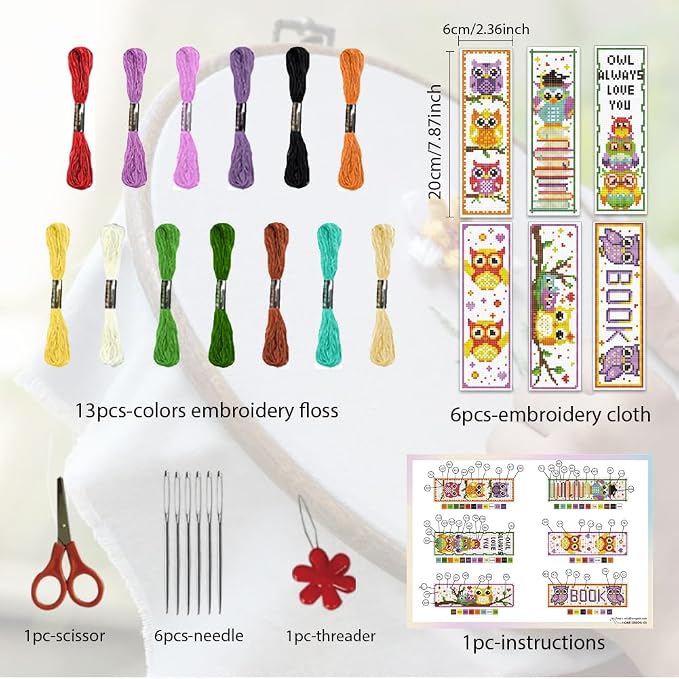 ORIGACH 6 Set Cross Stitch Bookmark Kit - Image 2