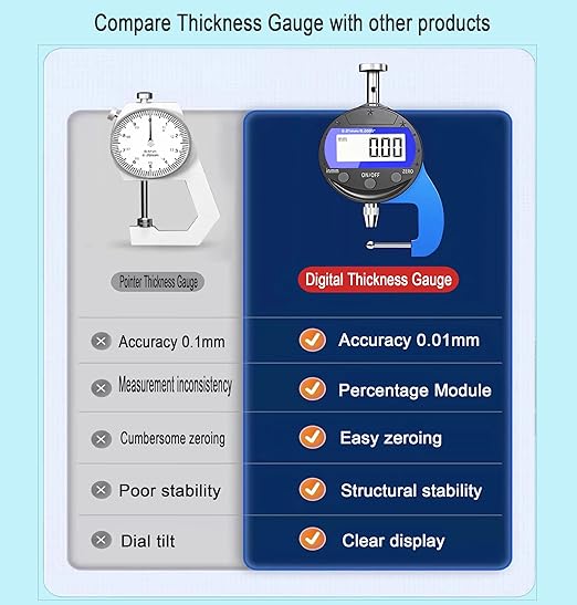 Digital Indicator Measuring Range 0-10mm0.0005''/0.01 mm Measuring Indicator, Digital Thickness Gauge, Suitable for use on CNC Machine Tools, lathes and Other Equipment.（YT）