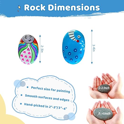 DALTACK 24 Pcs Large Rocks for Painting, Natural Flat River Rocks, 3-4 Inch - Image 7