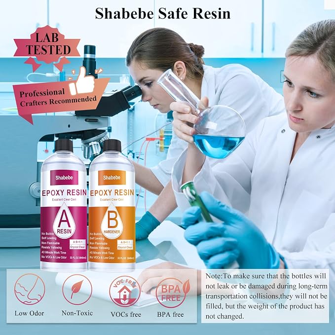 Shabebe Epoxy Resin, 64OZ Epoxy Resin Crystal Clear, Not-Yellowing No-Bubble - Image 3