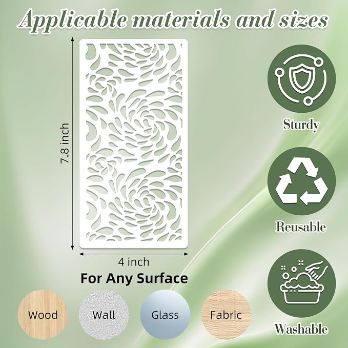 Geometric Texture Stencils for Crafts Reusable 18Pcs Stencils | DIY Art - Image 4