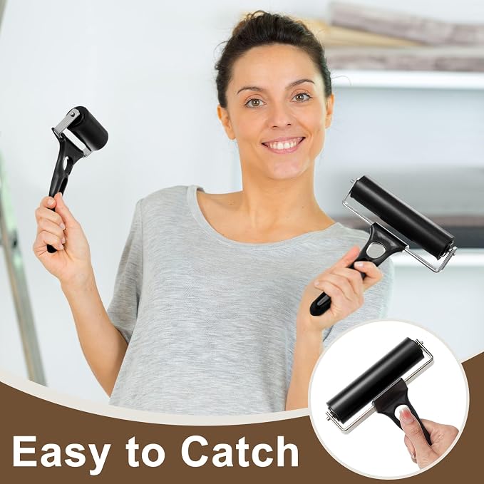 Frienda 3 Pack 4.7 Inch Rubber Brayer Rollers, Hard Rubber Rollers Tool - Image 6