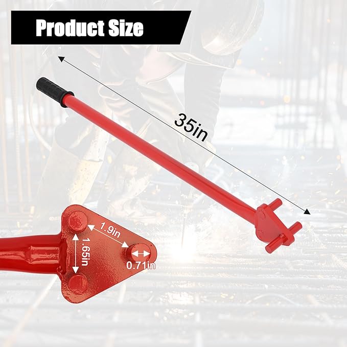 Rebar Bender Tool 35 Inch, Hand Operated to 5/8 with Reverse Head - Industrial Metal Bender for Construction, Flat Steel Rods (Red)