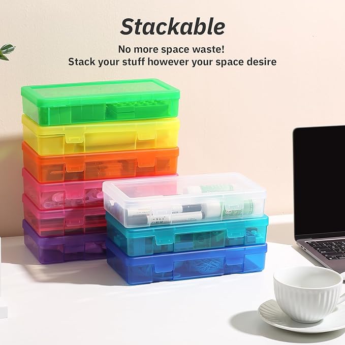 novelinks Clear Pencil Box and Small Plastic Storage Containers - Image 2