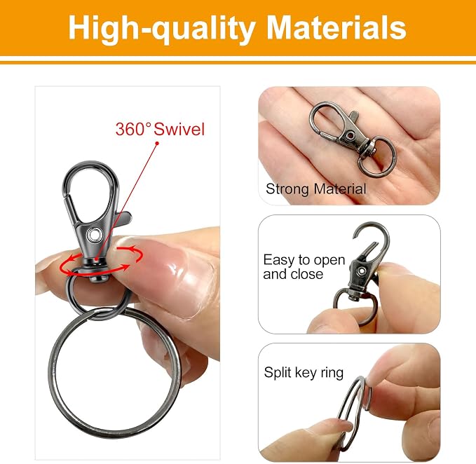 60PCS Keychain Making Kit, Including 30PCS Keychains Clips Hooks and 30PCS Key - Image 4