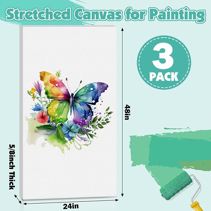 ESRICH Long Canvas for Painting 24x48 Inch, Primed Acid-Free Cotton Rectangular - Image 2