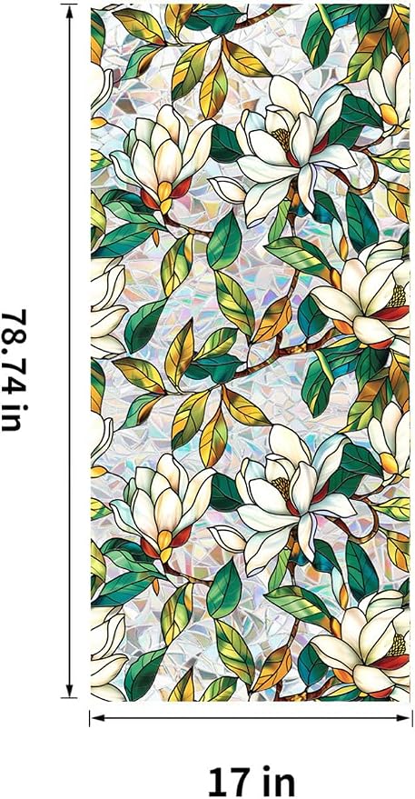 Floral Stained Glass Window Privacy Film, Retro Decorative Rainbow Window - Image 2