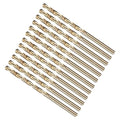 METALLIXITY Drill Bit (#28) 12Pcs, M2 High-Speed Steel Micro Number Bits Spiral Flute 135°Point Tip Gold Finish for Stainless Steel Iron Copper Aluminum Hard Metal