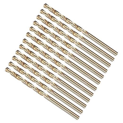 METALLIXITY Drill Bit (#21) 12Pcs, M2 High-Speed Steel Micro Number Bits Spiral Flute 135°Point Tip Gold Finish for Stainless Steel Iron Copper Aluminum Hard Metal