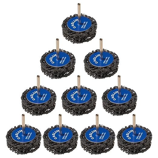 CAELUM 10 Pack Strip Discs Set, 1.5 Inch Rust Removal Wheels for 1/8" Shank Rotary Tools, Quick-Change Grinding Discs for Paint, Rust, Oxide, Weld Cleanup, and Scale Removal