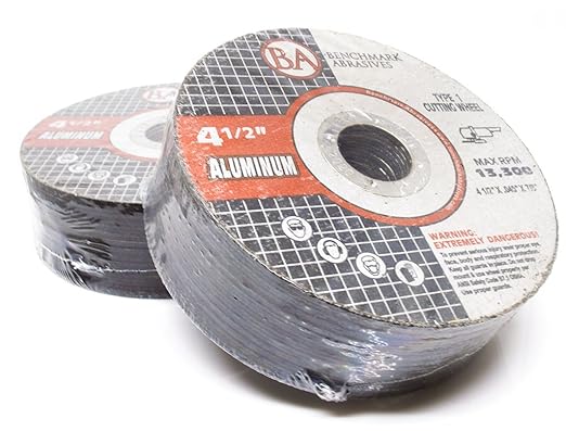 Benchmark Abrasives Grinder Cut Off Wheels 4 1/2 Inch Aluminum Oxide Thin Type 1 Angle Grinder Cutting Disc for Aluminum, Copper - with 7/8" Arbor Hole, Fast Grinder Cutting Wheel - 50 Pack