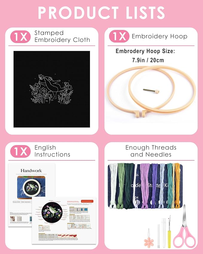 TINDTOP Embroidery Kit for Beginners Adult, Frog Embroidery Kit | Include - Image 2