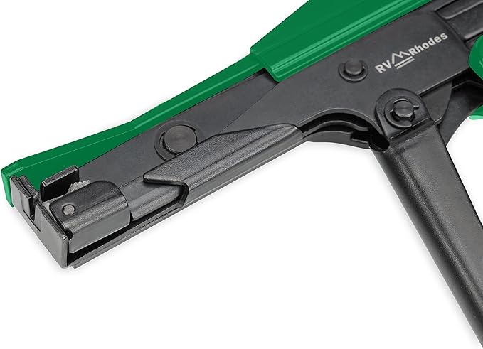 42711 Zip Tie Gun/Cable Tie Install Tool, Adjustable Tension with Built-In Cutter, for Nylon Ties up to 1/4”- Green
